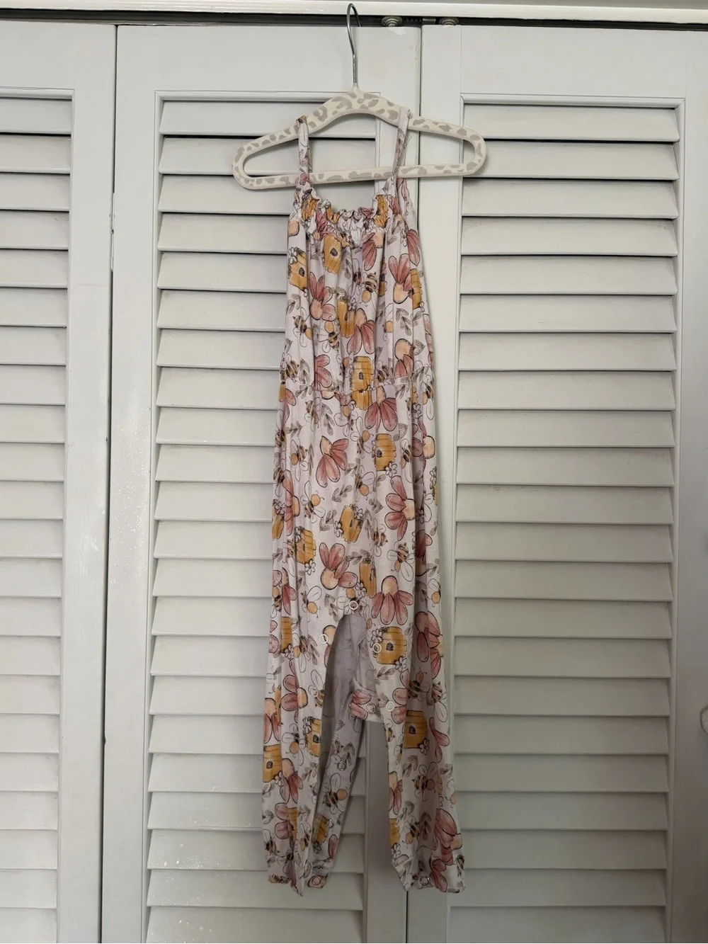 Little snuggles 2T bamboo Floral honey bee Spaghetti-Strap Jumpsuit